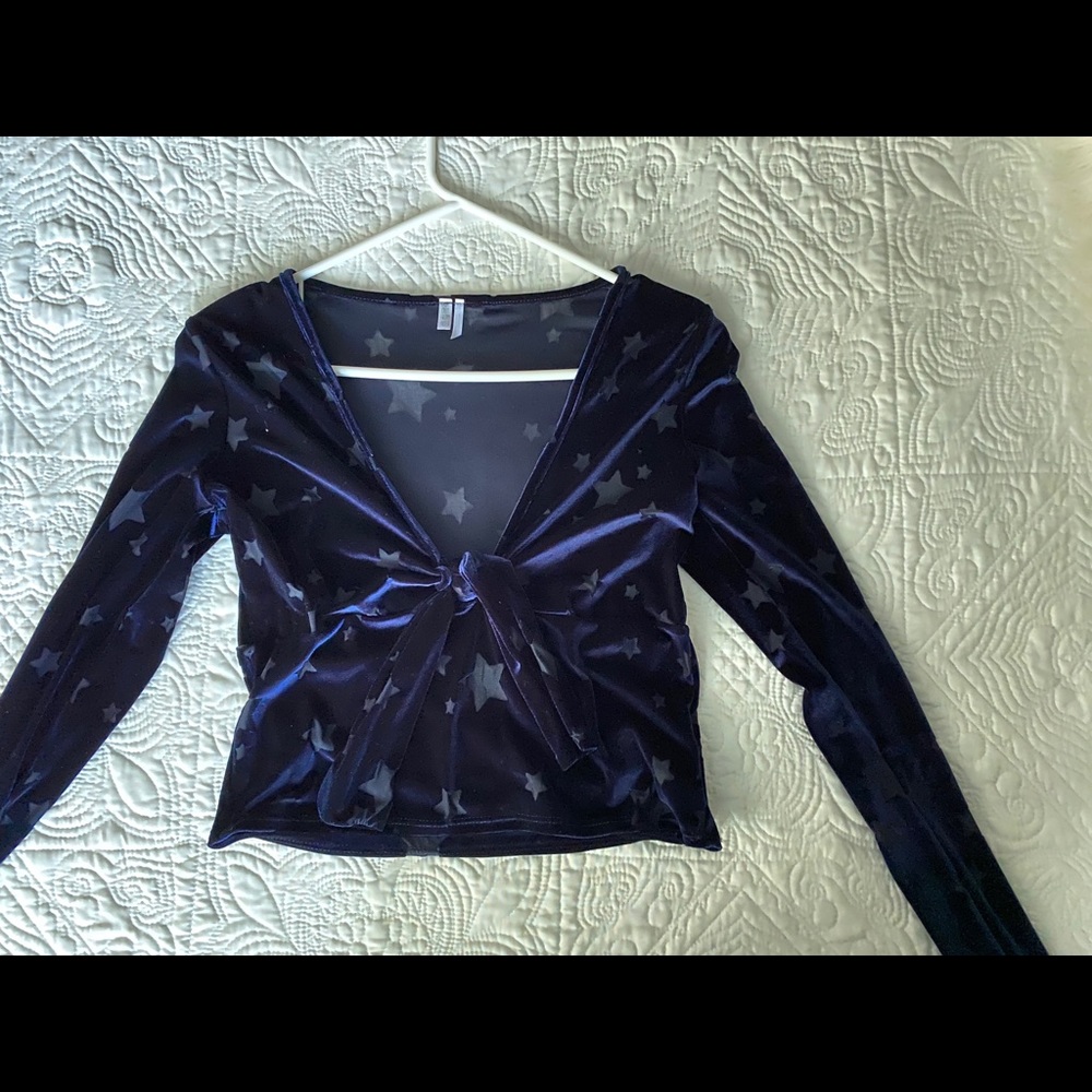 Velvet crop top. Navy